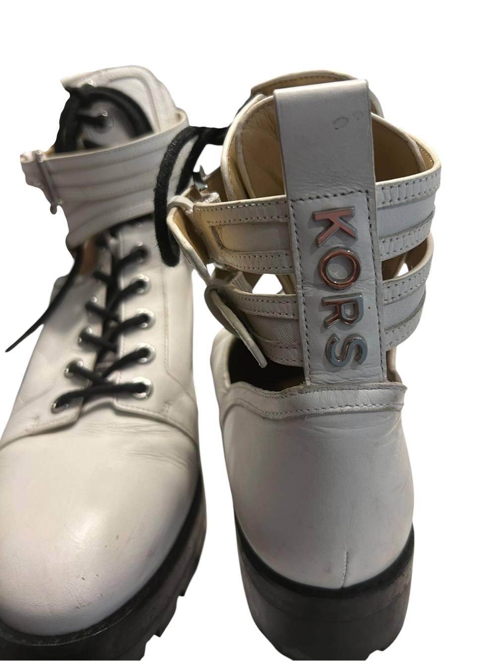 MICHAEL Michael Kors Benson Moto Boots with Buckle Straps/Lug Sole and Cutouts - Picture 9 of 16